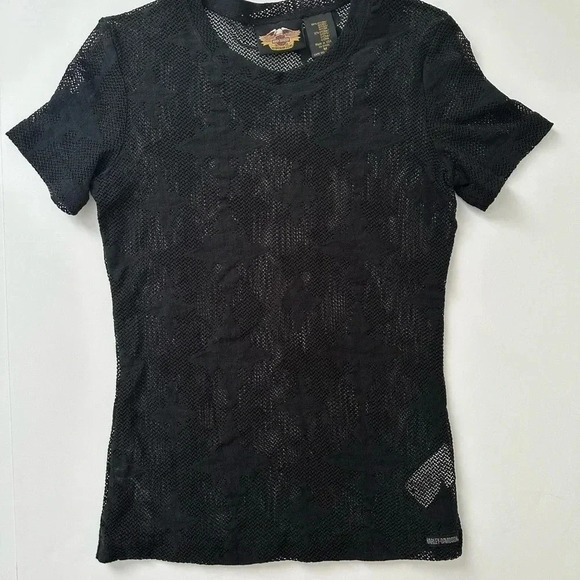 Harley Davidson Black Lace TShirt Medium - Picture 1 of 9